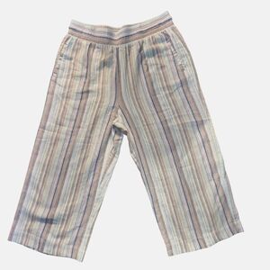 Zac and Rachel Striped Linen Blend Straight Leg Pull On Pants